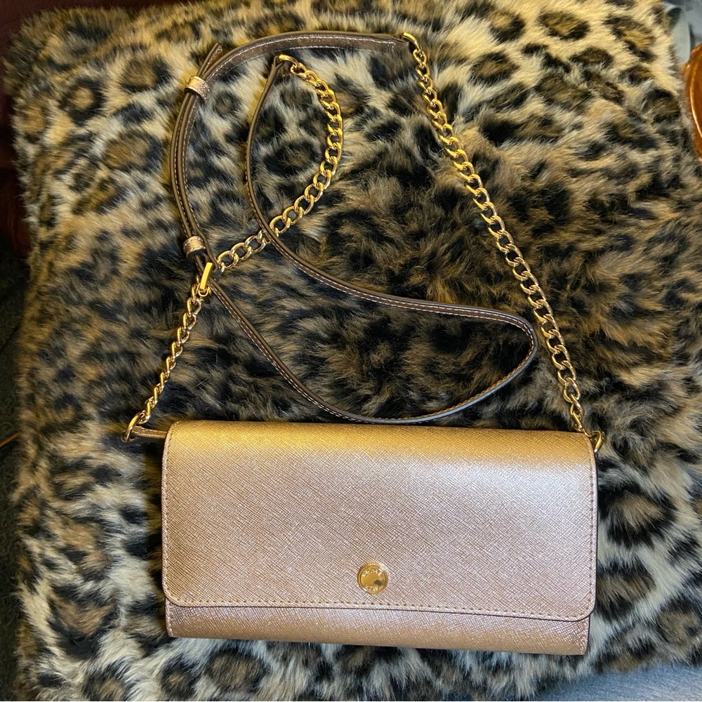 Michael Kors crossbody rose gold large wallet. Nice gift!
